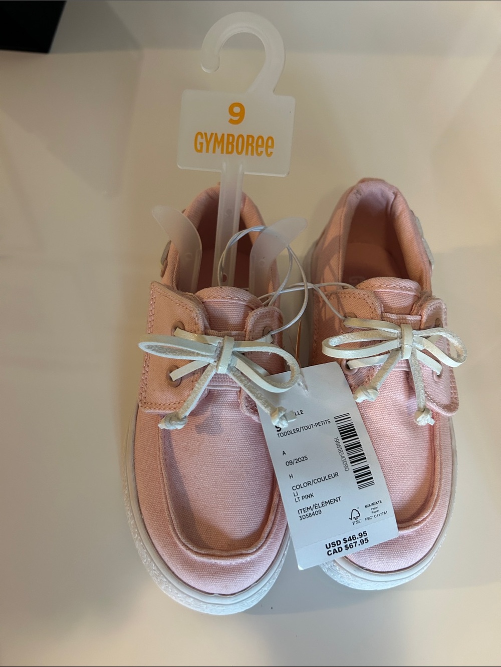 Gymboree Light Pink Canvas Lace-Up Toddler Sneakers sizes 9, 10, 11